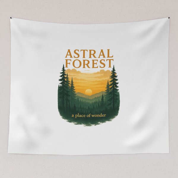 Item preview, Astral Forest Sunset | Enchanted Nature Landscape | Cosmic Dream Poster designed and sold by RedVista.