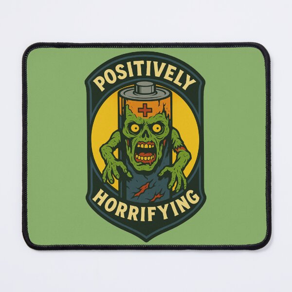 Item preview, Positively Horrifying – Zombie Battery Horror Pun Badge designed and sold by hangmeart.