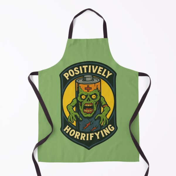 Item preview, Positively Horrifying – Zombie Battery Horror Pun Badge designed and sold by hangmeart.
