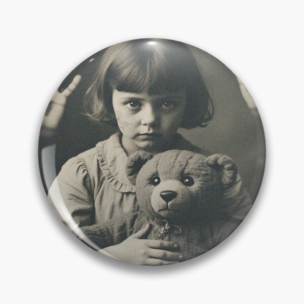 Item preview, Creepy Innocence: Haunted Girl & Teddy Bear Portrait Art designed and sold by MagnoliaWildSc.
