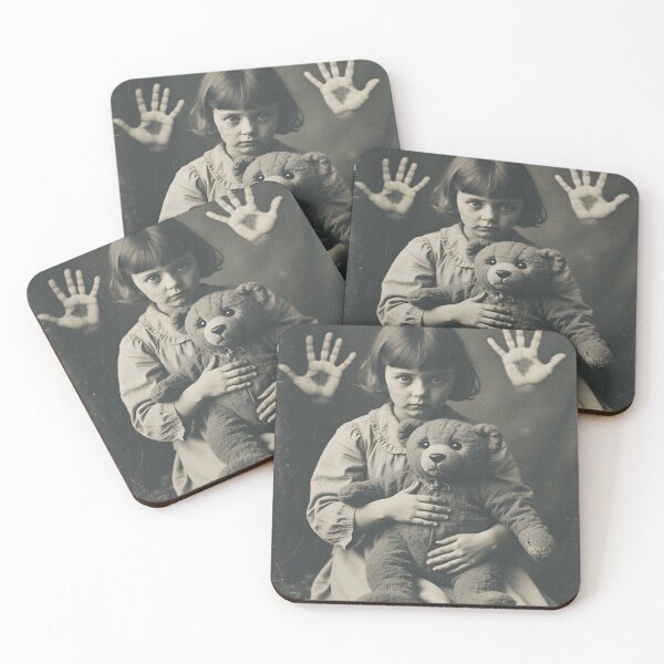 Item preview, Creepy Innocence: Haunted Girl & Teddy Bear Portrait Art designed and sold by MagnoliaWildSc.