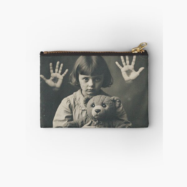 Item preview, Creepy Innocence: Haunted Girl & Teddy Bear Portrait Art designed and sold by MagnoliaWildSc.