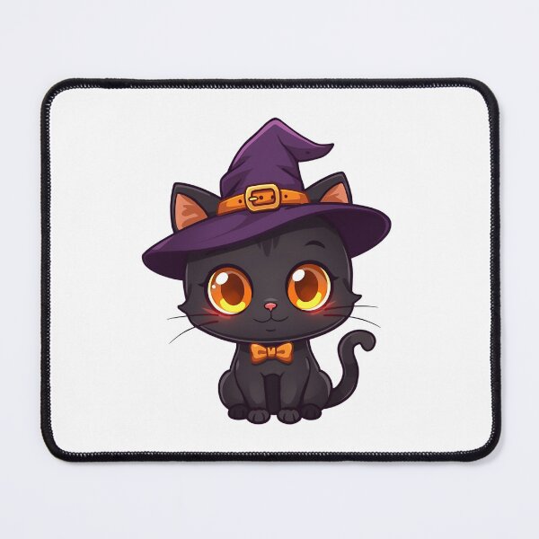 Item preview, Cute Halloween Adorable Kawaii Black Cat with Witch Hat designed and sold by ArtSparkCo.