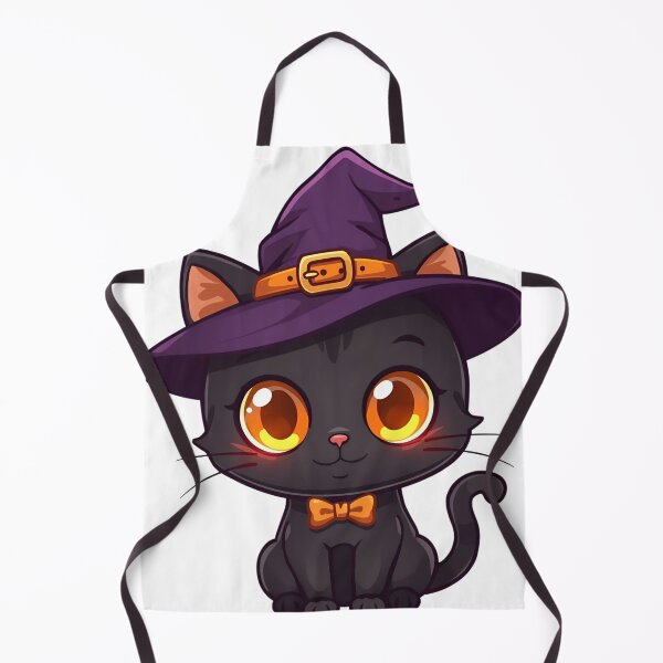 Item preview, Cute Halloween Adorable Kawaii Black Cat with Witch Hat designed and sold by ArtSparkCo.