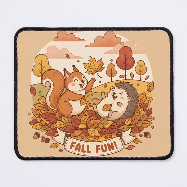 Item preview, Fall Fun! Cute Squirrel and Hedgehog Playing in Leaves designed and sold by VelvetMoonie.