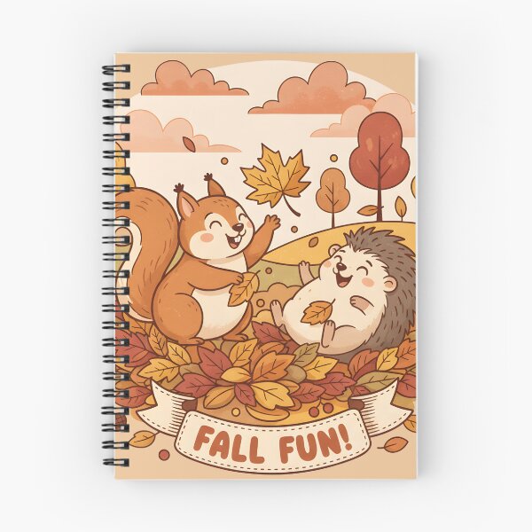 Item preview, Fall Fun! Cute Squirrel and Hedgehog Playing in Leaves designed and sold by VelvetMoonie.