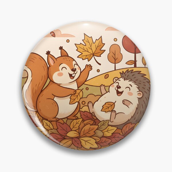 Item preview, Fall Fun! Cute Squirrel and Hedgehog Playing in Leaves designed and sold by VelvetMoonie.