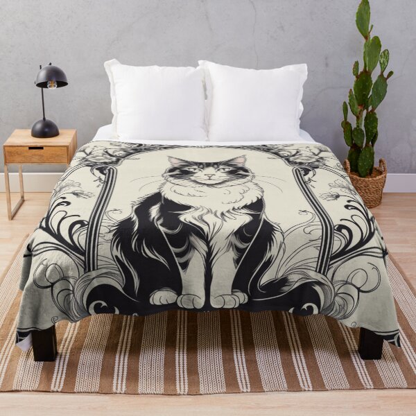 Item preview, Art Nouveau Cat in Black and White Design designed and sold by LEO'S CREATURE　れおずくりーちゃー.