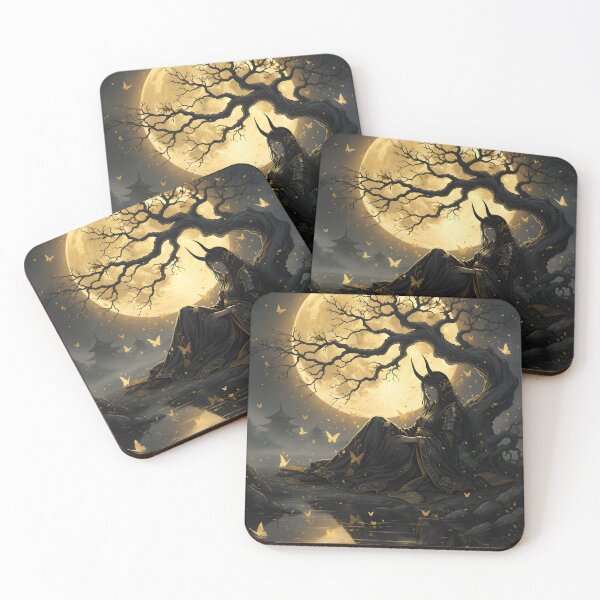 Item preview, Golden Horned Shinobi Under Moonlit Tree designed and sold by MimeNocturne.