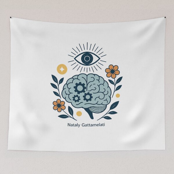 Item preview, Mind Bloom Vision – Brain + Spiritual Eye Illustration by Nataly Gattamelati designed and sold by natalygattamelati.