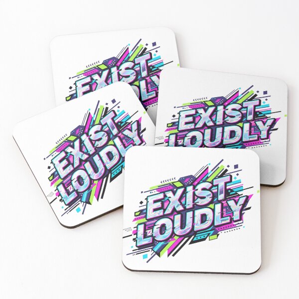Item preview,  EXIST LOUDLY – Neon Cyberpunk Streetwear Typography designed and sold by Happyfreedom.