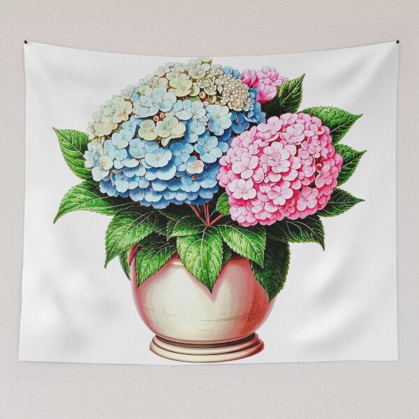 Item preview, Vibrant Hydrangea Bouquet in Ornate Vase designed and sold by LanaGustavsson.