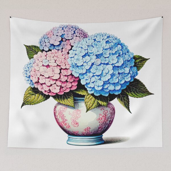 Item preview, Vibrant Hydrangea Bouquet in Ornate Vase designed and sold by LanaGustavsson.