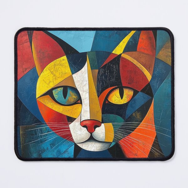 Item preview, Cubist Cat Portrait -- Abstract Geometric Colorful Cat Art designed and sold by Pawsterpiece Art.