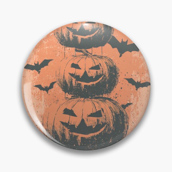 Item preview, Stacked jack-o'-lanterns and flying bats – grunge Halloween art designed and sold by Print Monkey.