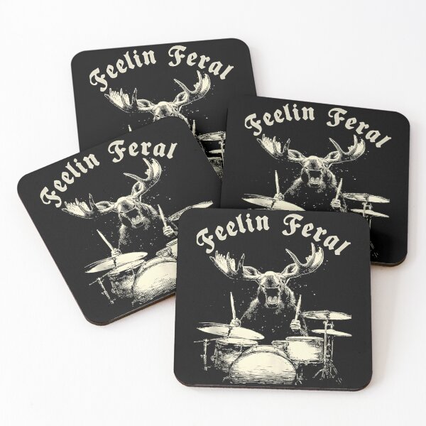 Item preview, Feelin Feral For Vintage Cute Moose Playing Drums Funny Music Animal Drummer designed and sold by EganPace.