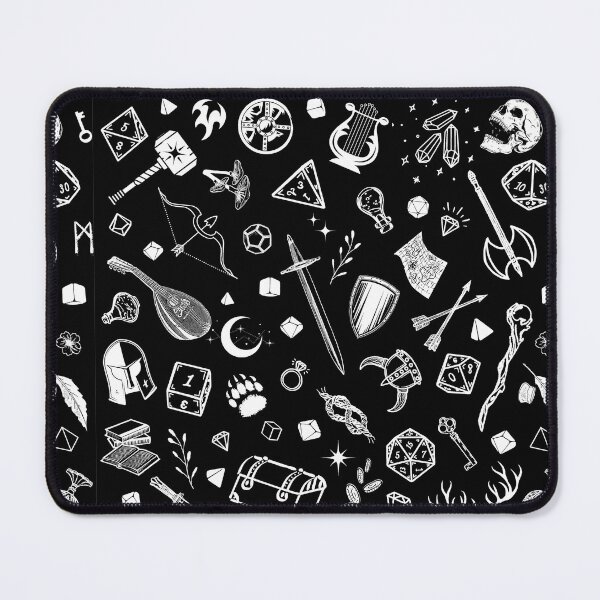 Item preview, DND RPG pattern seamless: dungeons and dragons doodles, d20, medieval sword, axe, loot, for d&d roleplaying adventurers designed and sold by DungeonAtelier.