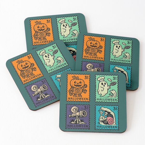 Item preview, Halloween Creature Stamp Set – Retro Whimsical Art for Fall Collectors designed and sold by kakaworld.
