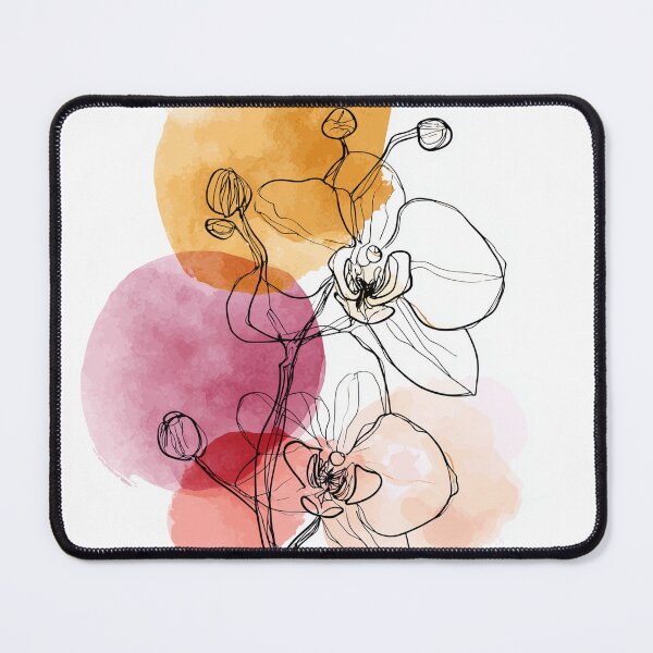 Item preview, Orchid Line Art with Warm Watercolor Splash designed and sold by idtecss.