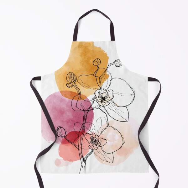 Item preview, Orchid Line Art with Warm Watercolor Splash designed and sold by idtecss.