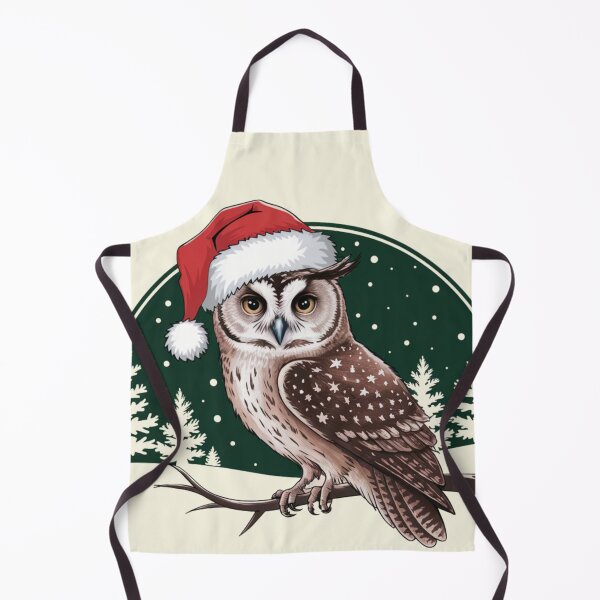 Artikelvorschau, Christmas Owl in Santa Hat | Festive Night Forest Art entworfen und verkauft von WitchyWhisper.