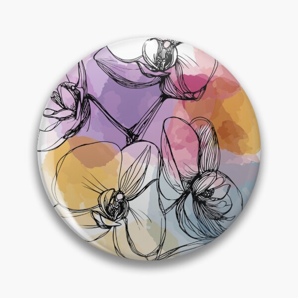 Item preview, Arte lineal de orquídea con salpicaduras de acuarela de colores designed and sold by idtecss.