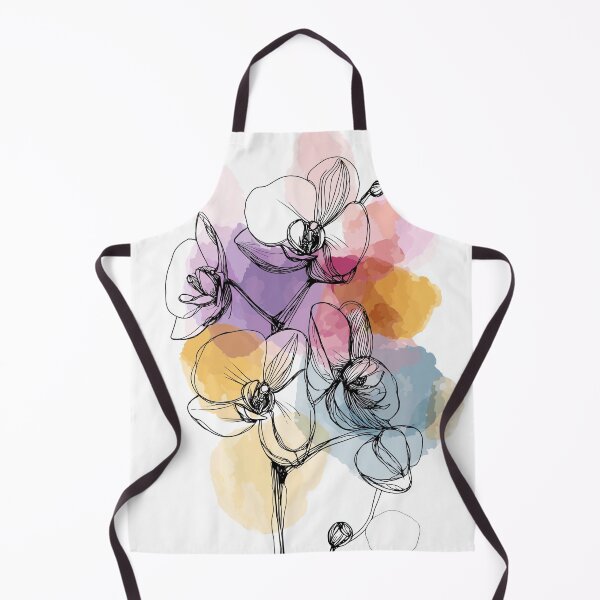 Item preview, Orchid Line Art with Colorful Watercolor Splash designed and sold by idtecss.
