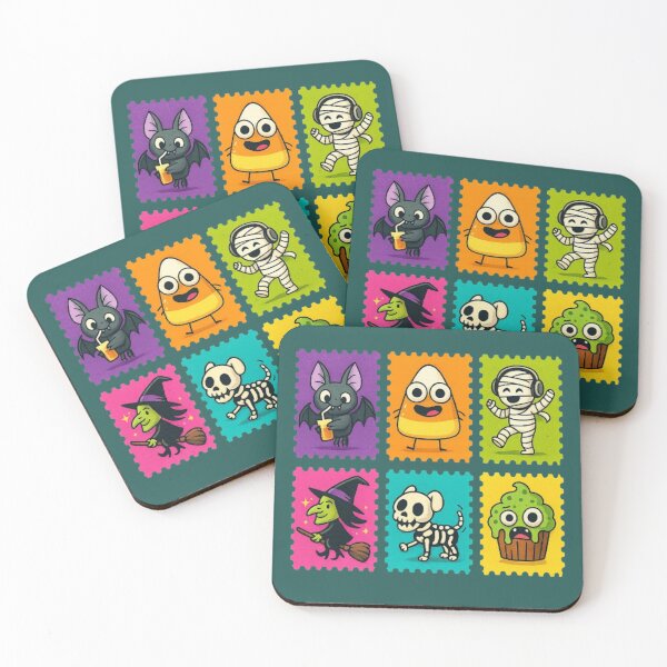 Item preview, Whimsical Halloween Stamp Characters – Cute Spooky Design for Kids & Pet Lovers designed and sold by kakaworld.