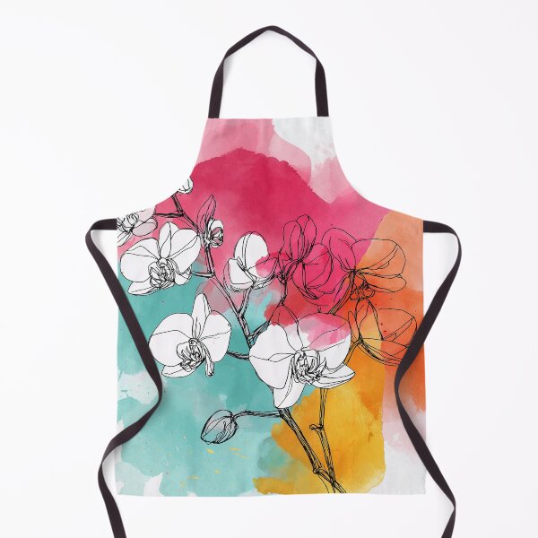 Item preview, Orchid Line Art with Vibrant Watercolor Background designed and sold by idtecss.