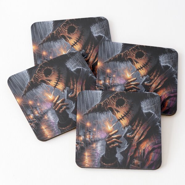 Item preview, Dark Scarecrow in the Rain – Gothic Urban Horror Artwork designed and sold by Lykaon Art.