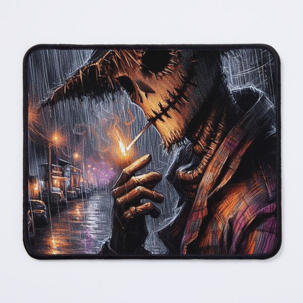 Item preview, Dark Scarecrow in the Rain – Gothic Urban Horror Artwork designed and sold by Lykaon Art.