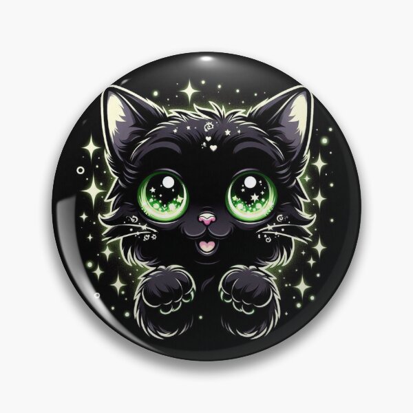Item preview, Adorable Magic Black Cat with Sparkly Green Eyes designed and sold by Enchanted By Lexie.