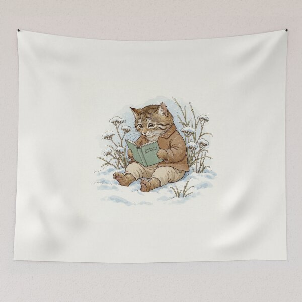 Item preview, Cozy Pallas’s Cat Reading in the Snow designed and sold by Pasteltone.