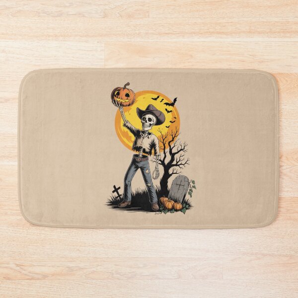 Item preview, Skeleton Cowboy with Pumpkin on Graveyard designed and sold by Don't Crack Art.