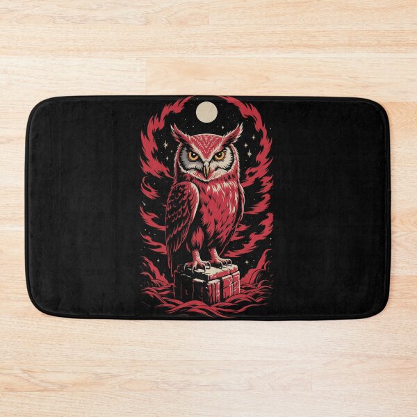 Item preview, Fire Owl Under Moon | Mystical Red Owl Fantasy Art designed and sold by WitchyWhisper.