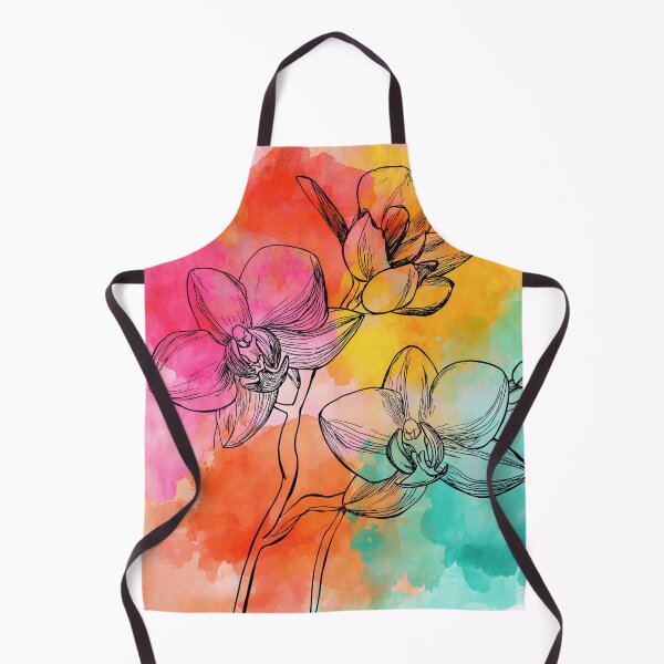 Item preview, Bright Orchid Line Art with Colorful Watercolor Background designed and sold by idtecss.