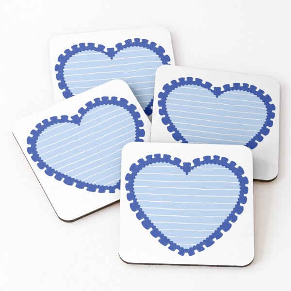 Item preview, Blue heart with striped pattern and blue frilly border  designed and sold by priyankajustine.