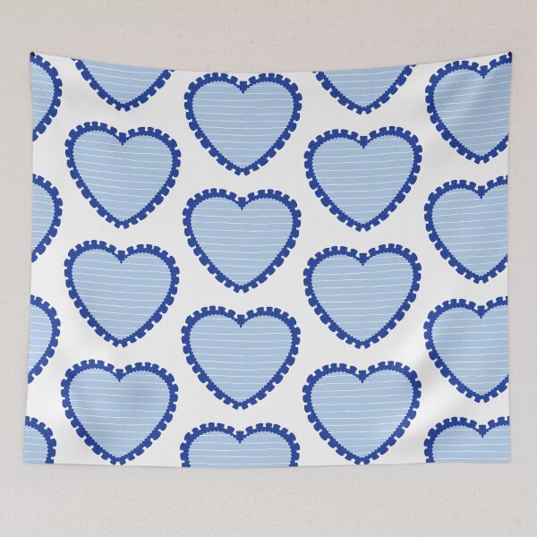Item preview, Blue heart with striped pattern and blue frilly border  designed and sold by priyankajustine.
