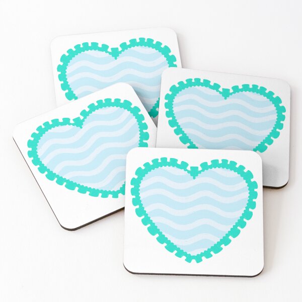 Item preview, Blue heart with wavy pattern and cyan frilly border  designed and sold by priyankajustine.