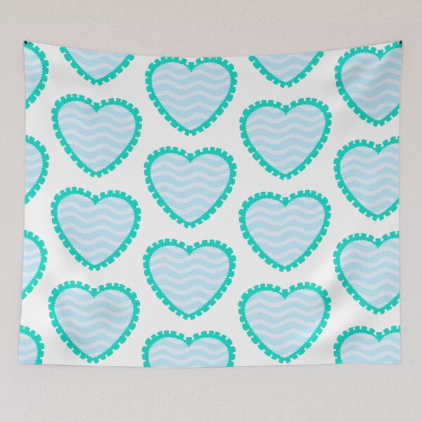 Item preview, Blue heart with wavy pattern and cyan frilly border  designed and sold by priyankajustine.