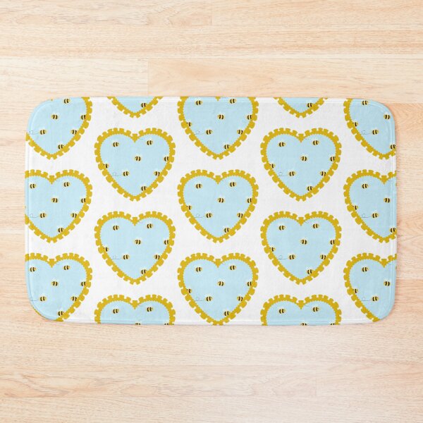 Item preview, Blue heart with bee pattern and yellow frilly border  designed and sold by priyankajustine.