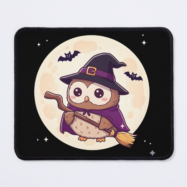 Item preview, “Kawaii Witch Owl Under Full Moon – Cute Halloween Magic Design” designed and sold by NatureNookTees.