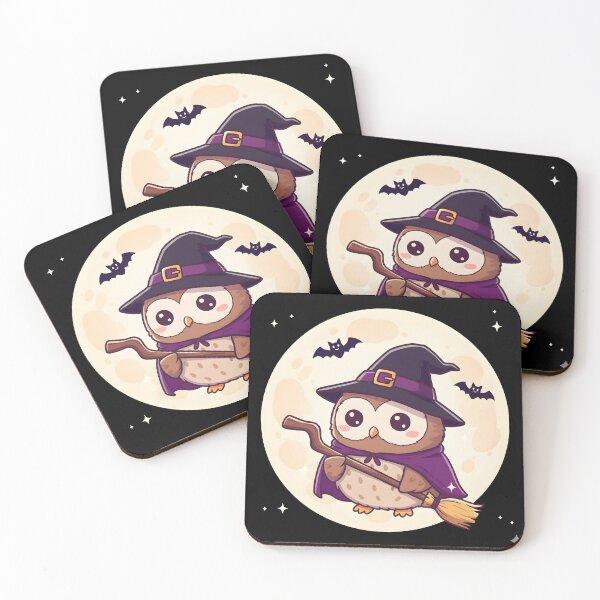 Item preview, “Kawaii Witch Owl Under Full Moon – Cute Halloween Magic Design” designed and sold by NatureNookTees.