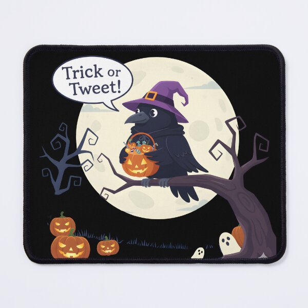 Item preview, “Cute Crow Witch Halloween Design – Trick or Tweet Funny Raven Art for Spooky Season, Full Moon Night Scene” designed and sold by NatureNookTees.