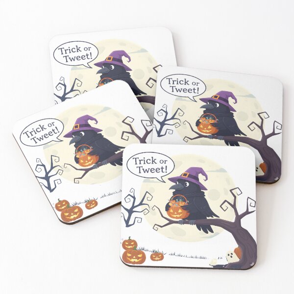 Item preview, “Cute Crow Witch Halloween Design – Trick or Tweet Funny Raven Art for Spooky Season, Full Moon Night Scene” designed and sold by NatureNookTees.