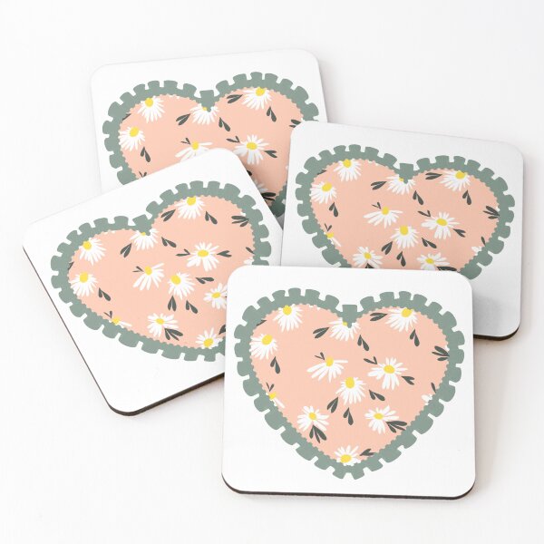 Item preview, Peach floral heart with green frilly border  designed and sold by priyankajustine.