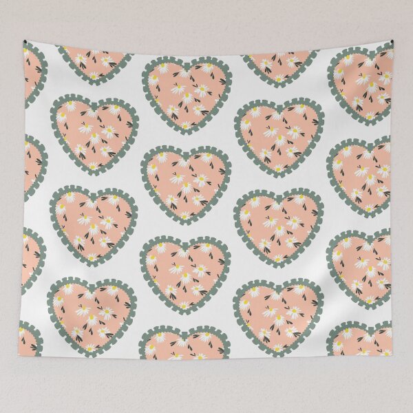 Item preview, Peach floral heart with green frilly border  designed and sold by priyankajustine.