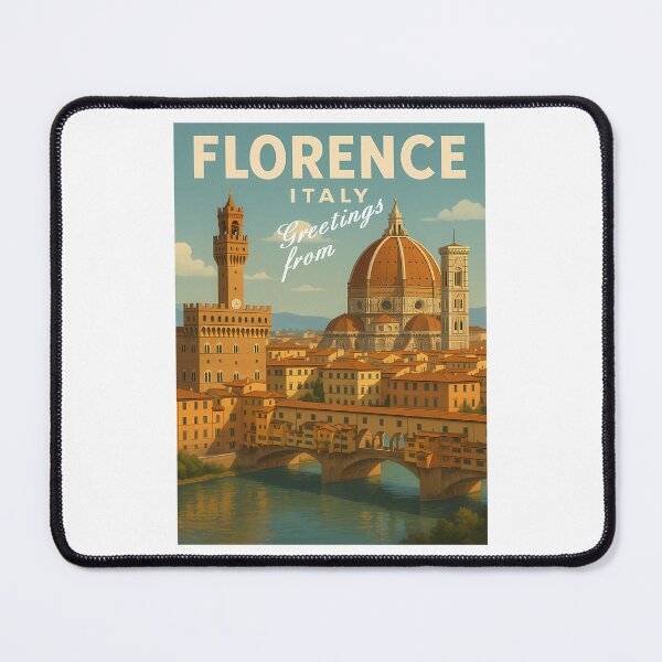 Item preview, 32 Greetings From Florence - Italy - Retro Colorful City View (Three Landmarks) designed and sold by lauren-cekhan.