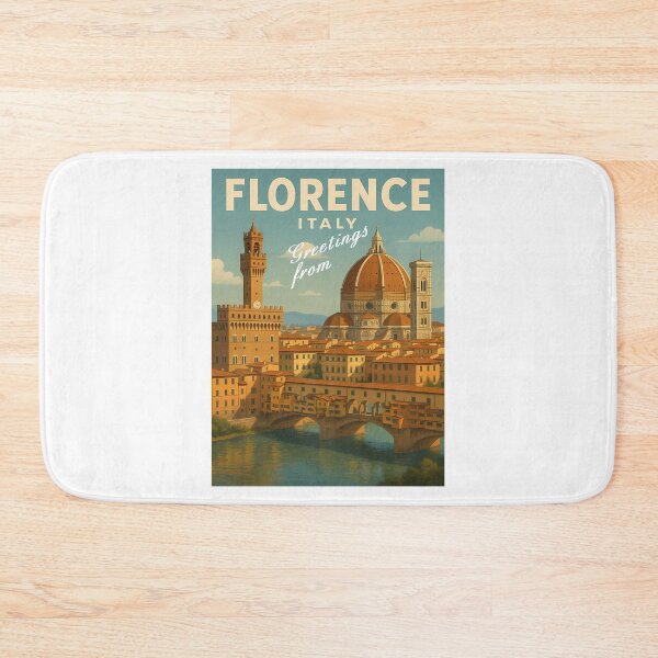 Item preview, 32 Greetings From Florence - Italy - Retro Colorful City View (Three Landmarks) designed and sold by lauren-cekhan.