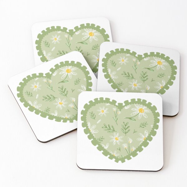 Item preview, Sage green floral heart with green frilly border  designed and sold by priyankajustine.